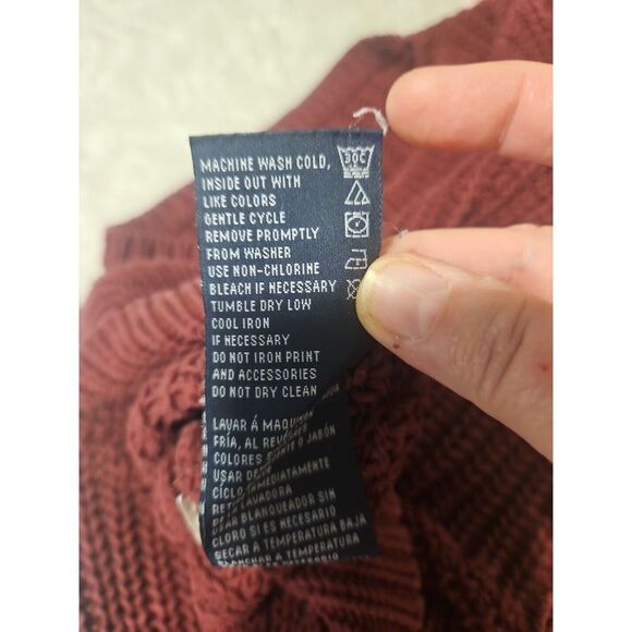 LARGE Nautica Womens Ladies Maroon Long Sleeve Cable Knit Sweater - Picture 6 of 11